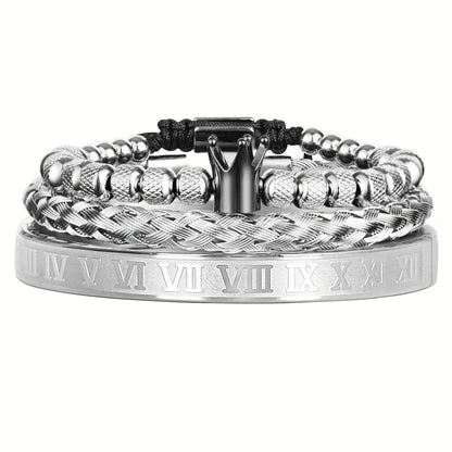 Silver crown bracelet for men 