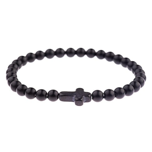 men's black cross bracelet 